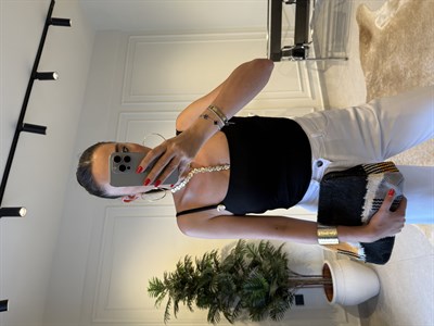 Siyah Salyangoz Aksesuarlı Bodysuit