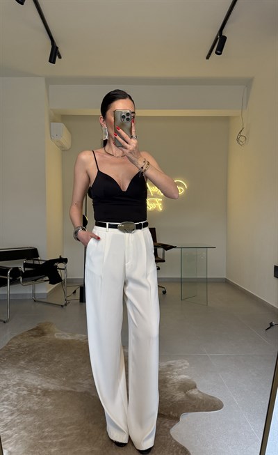 Tek Pile Detaylı Palazzo Pantolon 