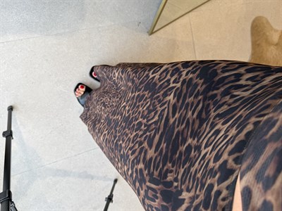 Tül Leopar Desenli Bluz Etek Takım 