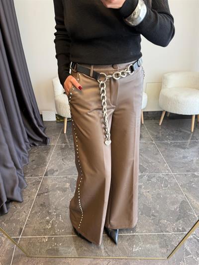 Zımba Detaylı Derı Pantolon 