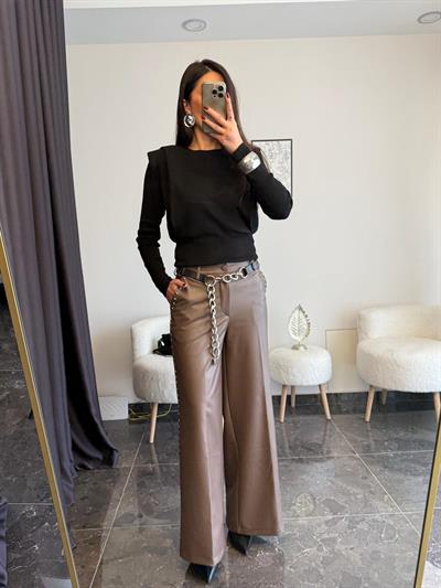 Zımba Detaylı Derı Pantolon 