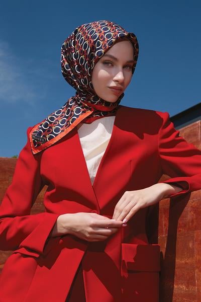 ROZET DESENLİ TWILL İPEK EŞARP
