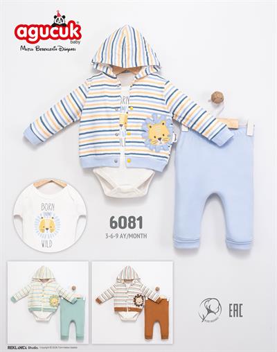 ÇİZGİLİ ASLAN NAKIŞLI 3'LÜ TAKIM