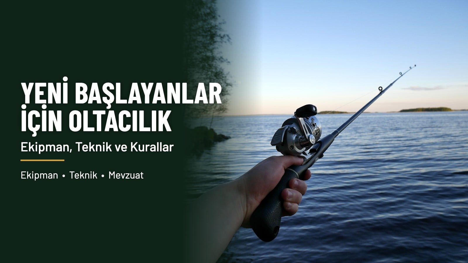 Gün batımında denize doğru olta tutan el