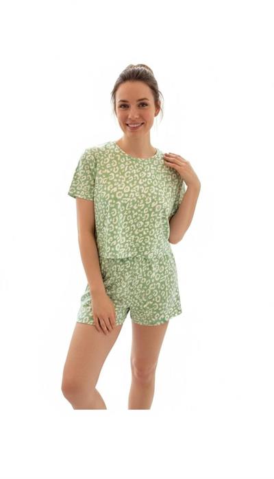 Merlot-T-Shirt Şort Örme Pijama Takımı-Pijama Takımı
