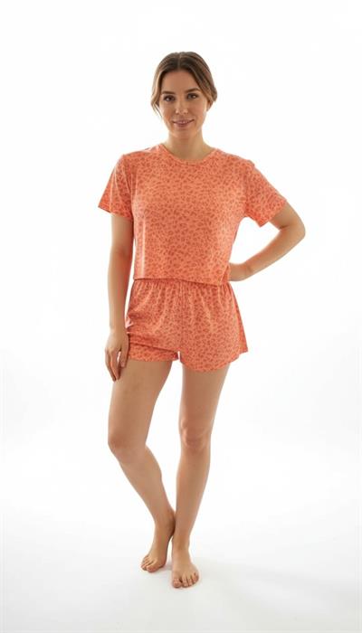 Merlot-T-Shirt Şort Örme Pijama Takımı-Pijama Takımı