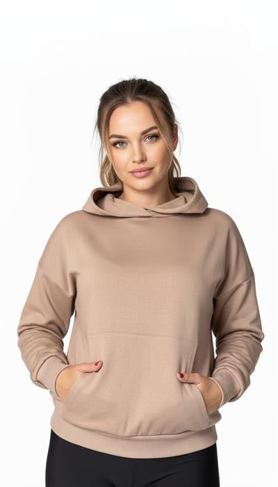Merlot-Oversize Kanguru Cepli Kapüşonlu Sweatshirt-Sweatshirt