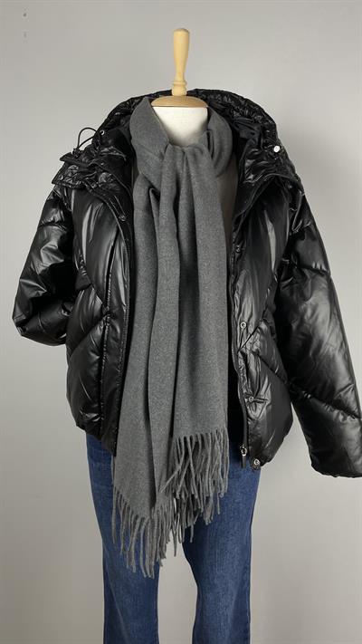 Anorak Kapşonlu Siyah Mont