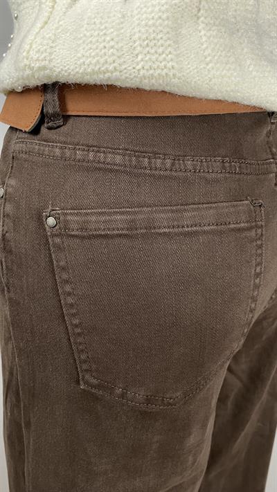 Kahve İnce Bol Paça Ligralı Jean