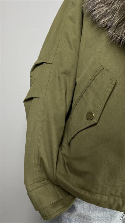 Kürk Yakalı Kısa Parka Mont