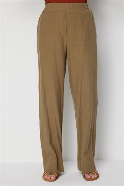 On Beli Lastikli Bol Paça Keten Pantolon