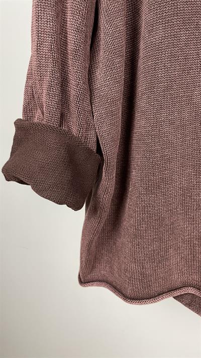 Soluk Efektli Çizgili Pamuklu Triko 