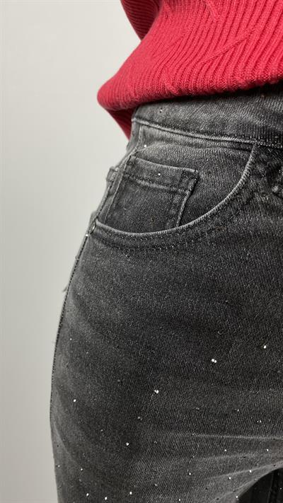 Taş Detaylı Boru Paça Ligralı Jean