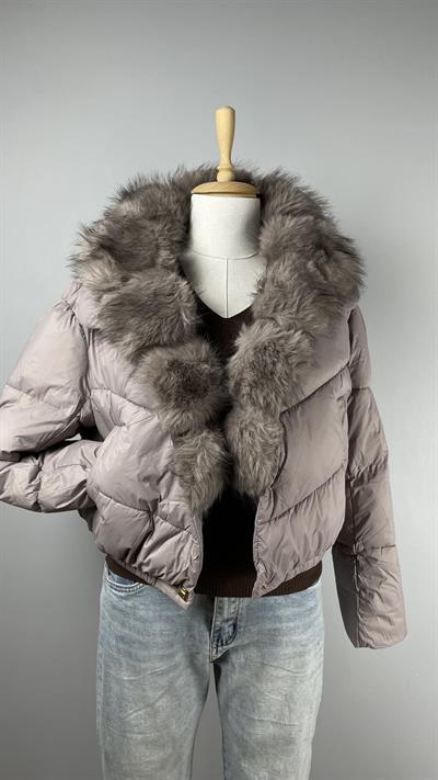Vizon Yaka Kürklü Altı Lastikli Mont
