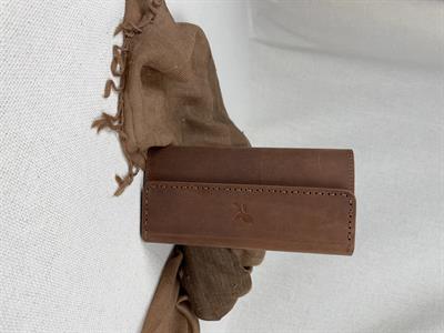 Yağlı Deri Çok Bölümlü Kapak El Dikişli Cüzdan