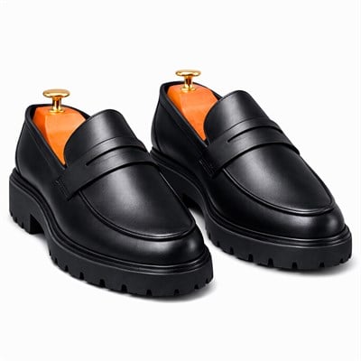 HAKİKİ DERİ KALIN TABAN LOAFER SİYAH ERKEK KLASİK AYAKKABI M4710
