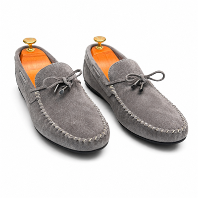 HAKİKİ DERİ DIŞI SÜET FÜME LOAFER AYAKKABI M1253