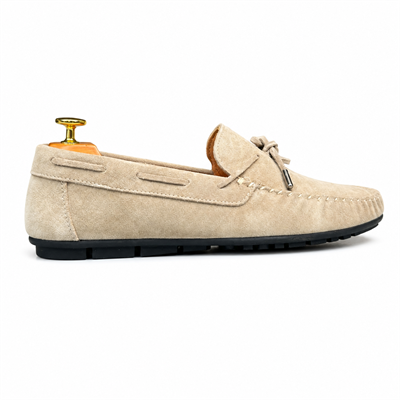 HAKİKİ DERİ DIŞI SÜET BEJ LOAFER AYAKKABI M1252