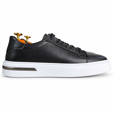 BEYAZ TABANLI SİYAH FLOTER DERİ ERKEK CASUAL SNEAKER M7027