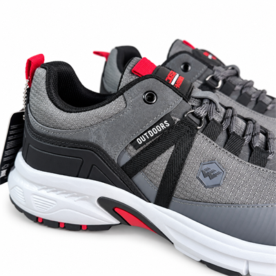 WICKERS GRİ - KIRMIZI DETAYLI ERKEK OUTDOOR SPOR AYAKKABI M8016