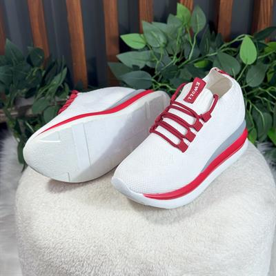 KIRMIZI BAĞCIKLI ÖRME KUMAŞ SNEAKERS M1418