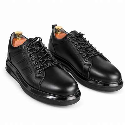 SİYAH HAKİKİ DERİ ERKEK CASUAL SNEAKER M7025