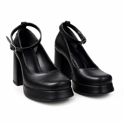 SİYAH MAT BİLEKTEN BAĞLI MARY JANE MODEL PLATFORM AYAKKABI M2073