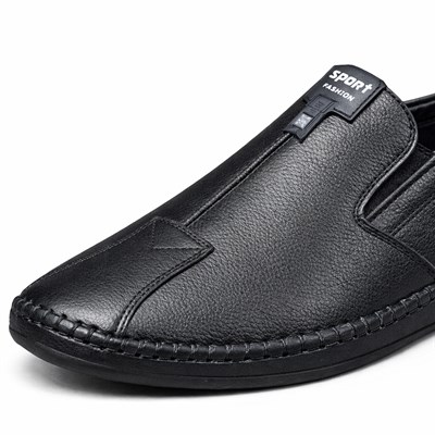 HAKİKİ DERİ ORTOPEDİK SİYAH BAĞCIKSIZ ERKEK CASUAL AYAKKABI M4675