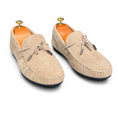 HAKİKİ DERİ DIŞI SÜET BEJ LOAFER AYAKKABI M1252