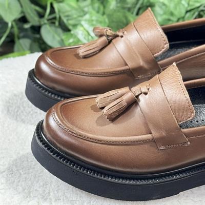 İÇ DIŞ NATUREL DERİ KALIN TOPUK LOAFER BABET M1166