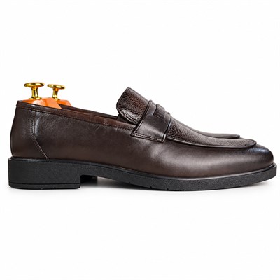 KAHVERENGİ FLOTER DERİ KROKO BANTLI ERKEK LOAFER M7016