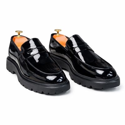 HAKİKİ DERİ KALIN TABAN RUGAN LOAFER SİYAH ERKEK KLASİK AYAKKABI M4712