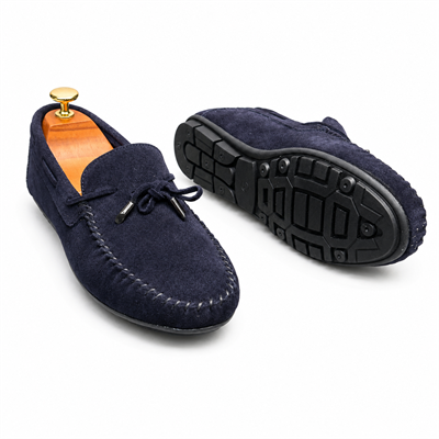 HAKİKİ DERİ DIŞI SÜET LACİVERT LOAFER AYAKKABI M1249