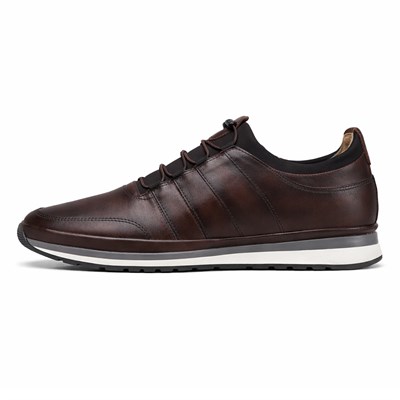HAKİKİ DERİ ORTOPEDİK KAHVERENGİ AKILLI BAĞCIKLI ERKEK CASUAL SPOR AYAKKABI M4689