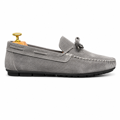 HAKİKİ DERİ DIŞI SÜET FÜME LOAFER AYAKKABI M1253