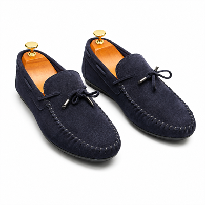 HAKİKİ DERİ DIŞI SÜET LACİVERT LOAFER AYAKKABI M1249