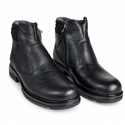 HAKİKİ DERİ SİYAH BİLEK PEDLİ ERKEK BOT M9006