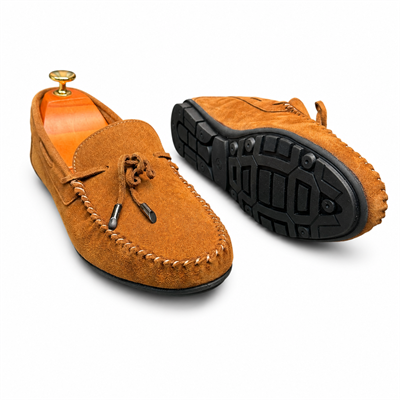 HAKİKİ DERİ DIŞI SÜET TABA LOAFER AYAKKABI M1250