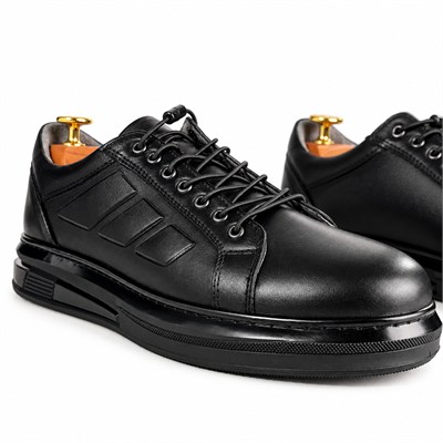 SİYAH HAKİKİ DERİ ERKEK CASUAL SNEAKER M7025