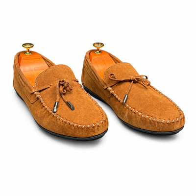 HAKİKİ DERİ DIŞI SÜET TABA LOAFER AYAKKABI M1250