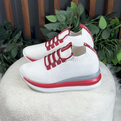 KIRMIZI BAĞCIKLI ÖRME KUMAŞ SNEAKERS M1418