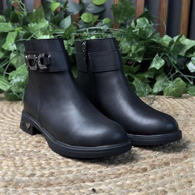 PARLAK TAŞ DETAYLI DÜZ SİYAH KADIN BOT M4578