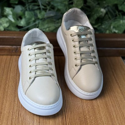HAKİKİ DERİ ORTOPEDİK BEYAZ KADIN SNEAKER AYAKKABI M4720