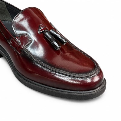 HAKİKİ DERİ RUGAN PÜSKÜLLÜ LOAFER BORDO ERKEK KLASİK AYAKKABI M4739