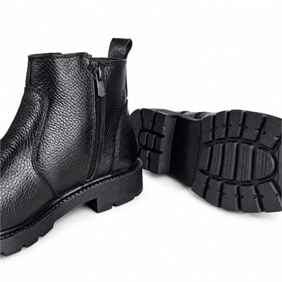 SİYAH HAKİKİ DERİ KISA BOT M9012