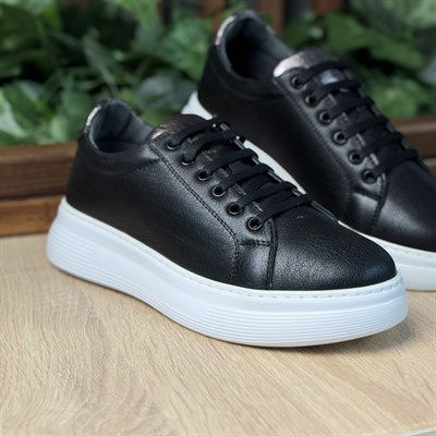 HAKİKİ DERİ ORTOPEDİK SİYAH KADIN SNEAKER AYAKKABI M4719