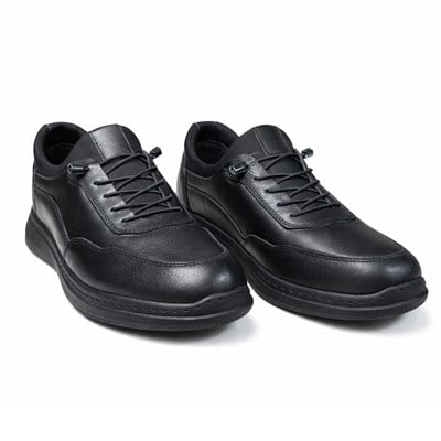 HAKİKİ DERİ ORTOPEDİK SİYAH AKILLI BAĞCIKLI ERKEK CASUAL SPOR AYAKKABI M4702
