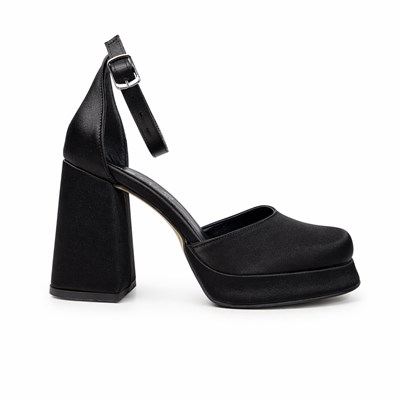 SİYAH SATEN BİLEKTEN BAĞLI MARY JANE MODEL PLATFORM AYAKKABI M2084