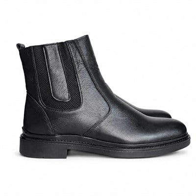  SİYAH HAKİKİ DERİ ERKEK FERMUARLI  BOT M9000