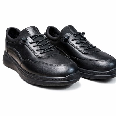 HAKİKİ DERİ ORTOPEDİK SİYAH AKILLI BAĞCIKLI ERKEK CASUAL SPOR AYAKKABI M4702
